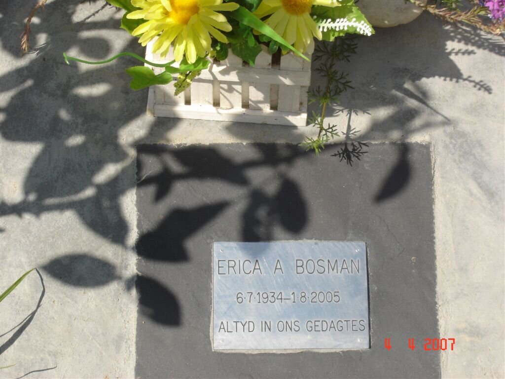 BOSMAN Erica A. 1934-2005