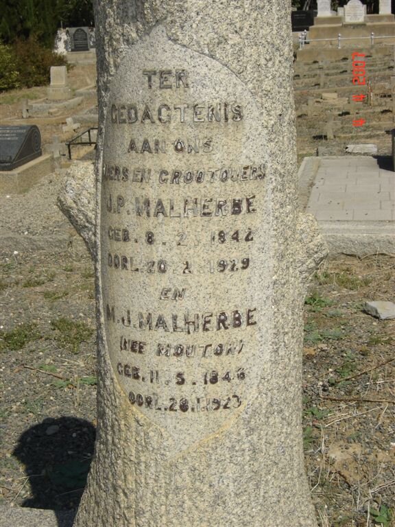 MALHERBE J.P. 1842-1929 &amp; M.J. MOUTON 1846-1923