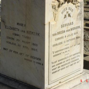 NIEKERK Servaas van Breda, van 1855-1926 &amp; Maria Elizabeth TEUBES 1863-1950