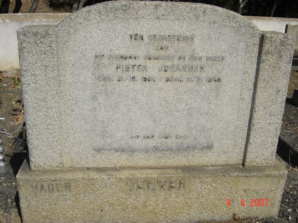 VENTER Pieter Johannes 1902-1948