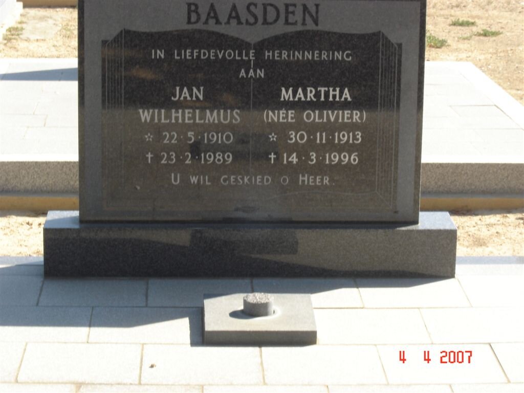 BAASDEN Jan Wilhelmus 1910-1989 &amp; Martha OLIVIER 1913-1996
