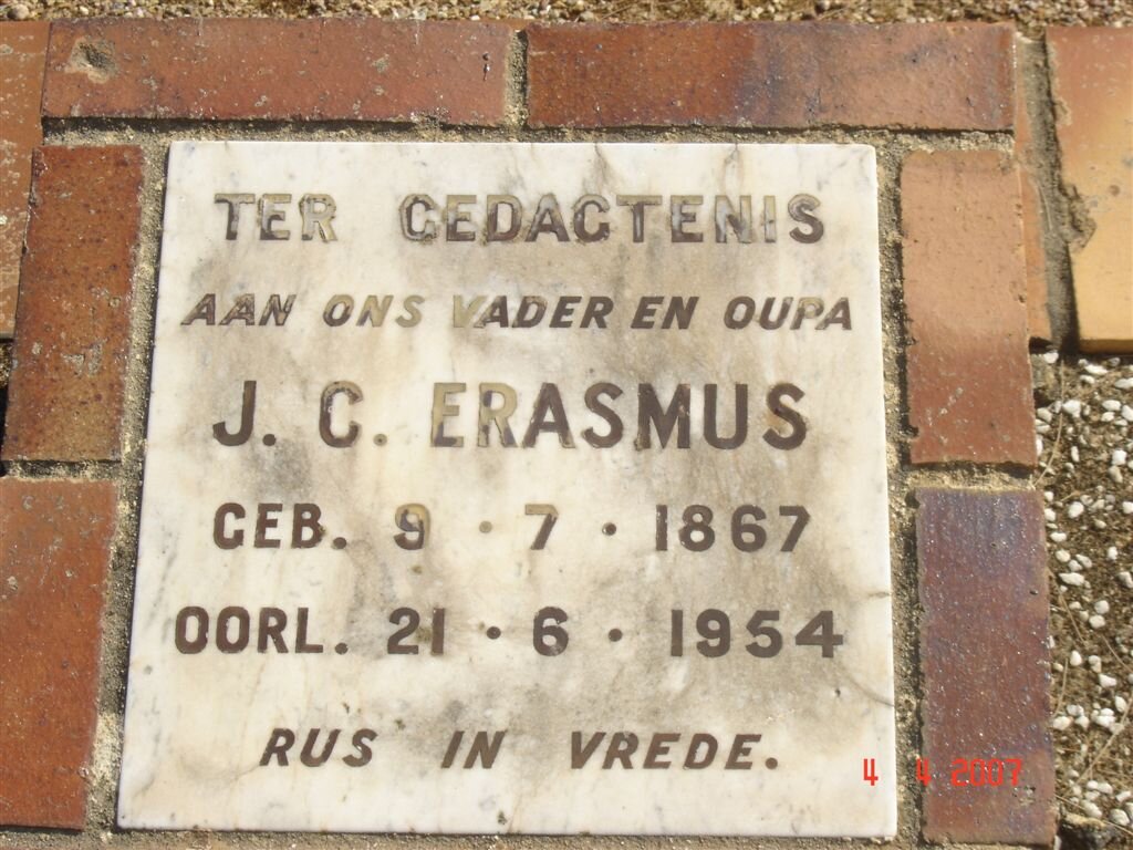 ERASMUS J.C. 1867-1954