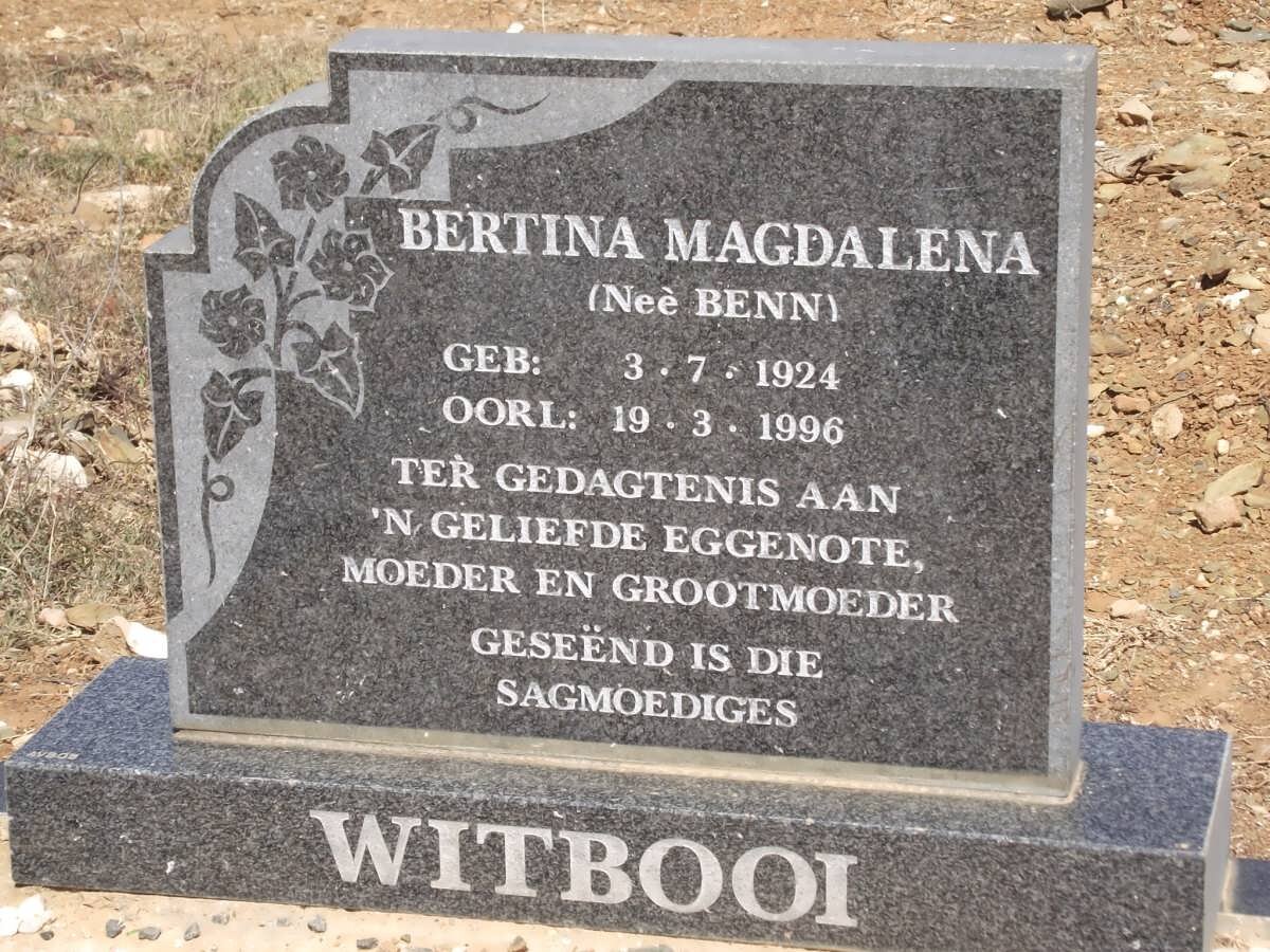 WITBOOI Bertina Magdalena nee BENN 1924-1996
