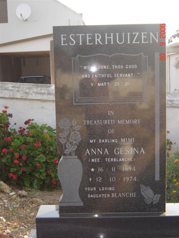 ESTERHUIZEN Anna Gesina nee TERBLANCHE 1894-1974