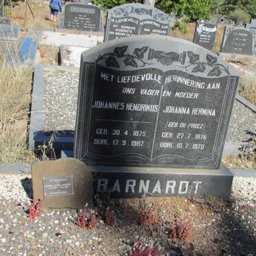 BARNARDT Johannes Hendrikus 1875-1967 &amp; Johanna Hermina du PREEZ 1876-1970