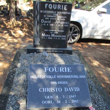 FOURIE David Johannes 1918-1995 &amp; Maria Magdalene 1918-2010 :: FOURIE Christo David 1947-2002