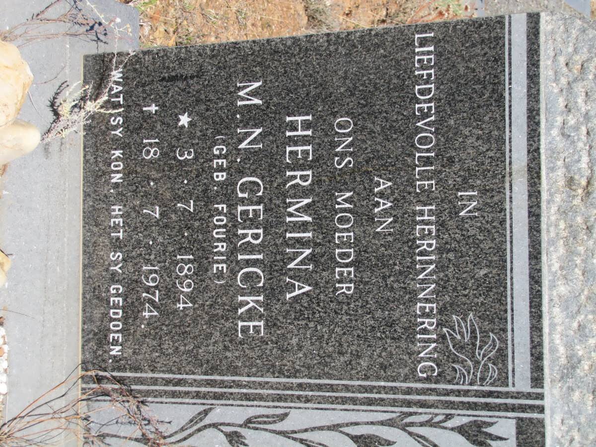 GERICKE Hermina M.N. nee FOURIE 1894-1974