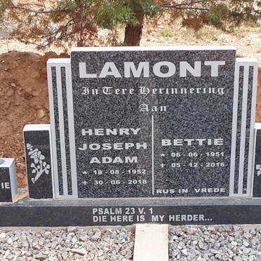 LAMONT Henry Joseph Adam 1952-2018 &amp; Bettie 1951-2016