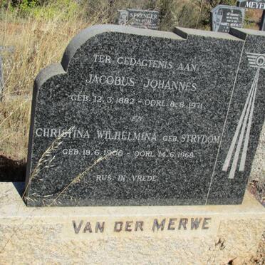 MERWE Jacobus Johannes, van der 1882-1971 &amp; Christina Wilhelmina STRYDOM 1906-1968