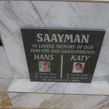 SAAYMAN Hans 1951-2018 &amp; Katy 1942-2020