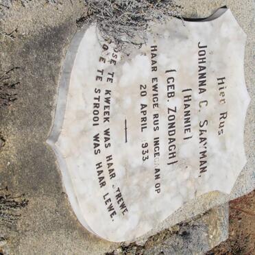 SAAYMAN J.C. -1921 &amp; Johanna C. ZONDAGH -1933 