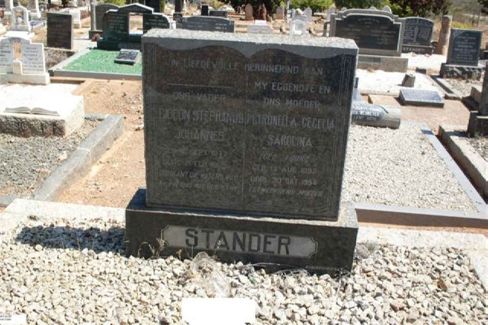 STANDER Gideon Stephanus Johannes 1877-1965 &amp; Petronella Cecilia Sarolina FOURIE 1883-1954