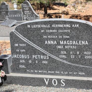 VOS Jacobus Petrus 1931- &amp; Anna Magdalena BOTES 1933-2000