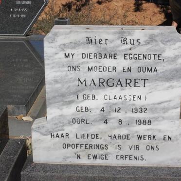 WESTHUIZEN Margaret, van der nee CLAASSEN 1932-1988