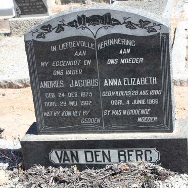 BERG Andries Jacobus, van den 1875-1962 &amp; Anna Elizabeth WILBERS 1880-1966