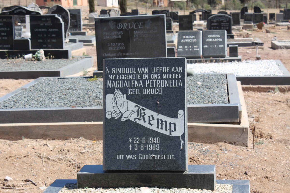 KEMP Magdalena Petronella nee BRUCE 1948-1989