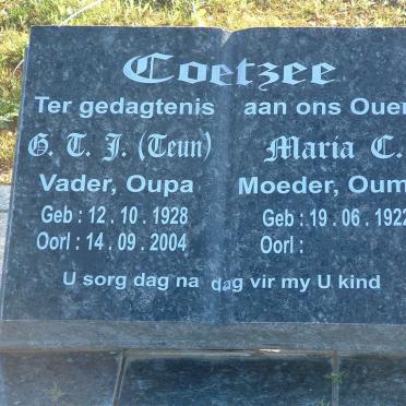 COETZEE G.C.J. 1928-2004 &amp; Maria C. 1922-