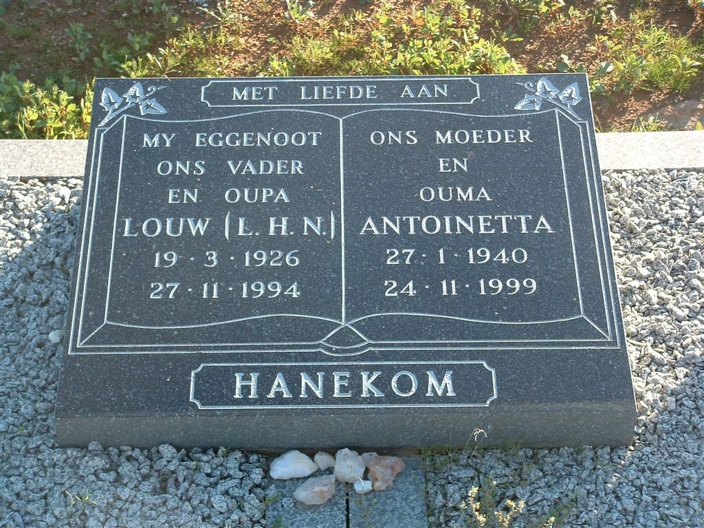 HANEKOM L.H.N. 1926-1994