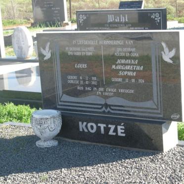 KOTZE Louis 1918-2002 &amp; Johanna Margaretha Sophia 1924-