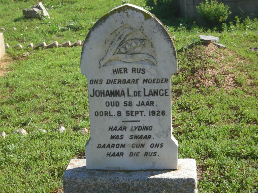 LANGE Johanna L., de -1926