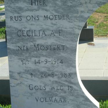LUBBE Cecilia A.F.  nee MOSTERT 1914-1983