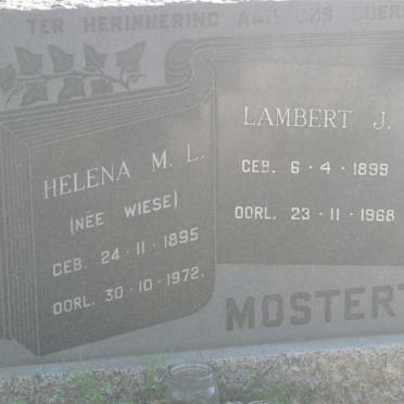 MOSTERT Lambert J. 1899-1968 &amp; Helena M.L. WIESE 1895-1972