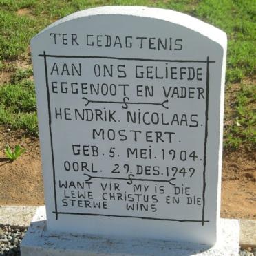 MOSTERT Hendrik Nicolaas 1904-1947