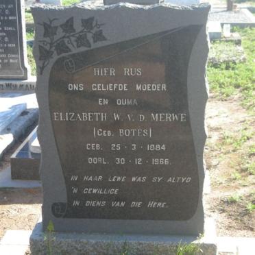 MERWE Elizabeth W., v.d. nee BOTES 1884-1966