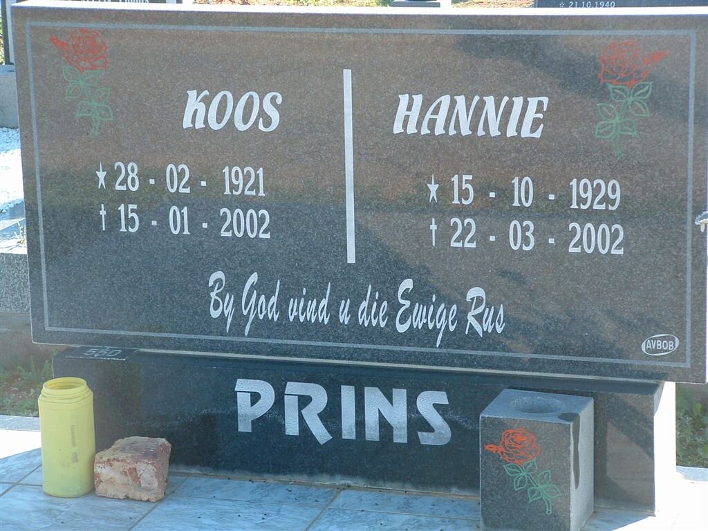 PRINS Koos 1921-2002 &amp; Hannie 1929-2002