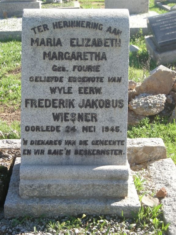 WIESNER Maria Elizabeth Margaretha nee FOURIE  -1945