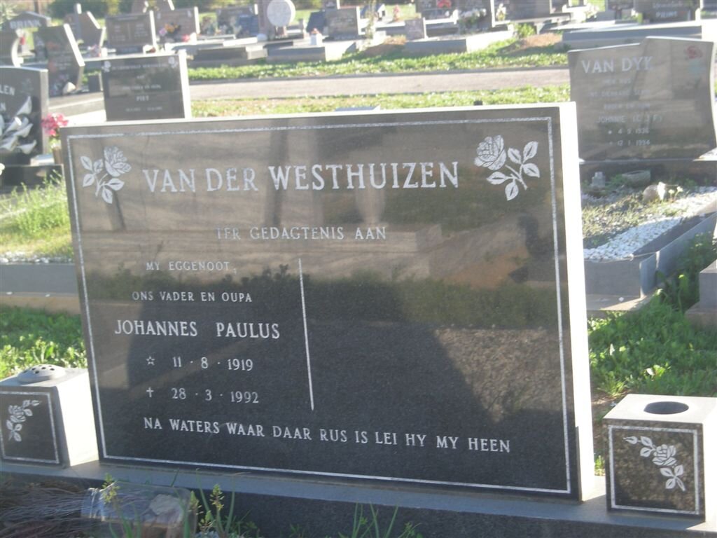 WESTHUIZEN Johannes Paulus, van der 1919-1992