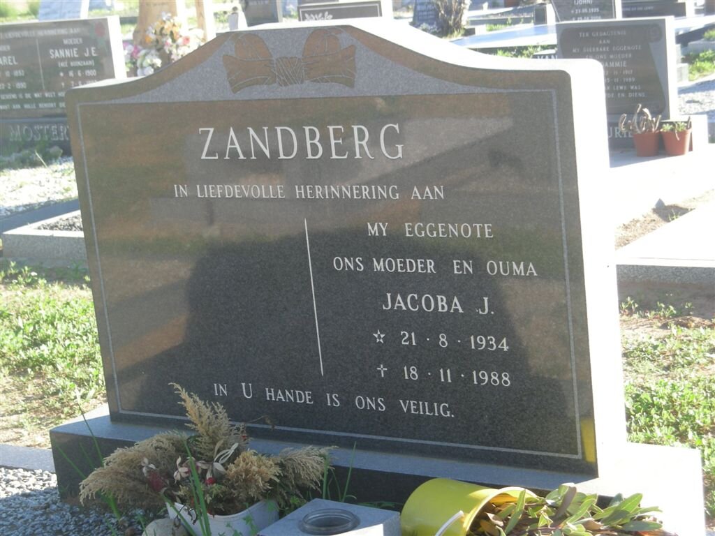 ZANDBERG Jacoba J. 1934-1988