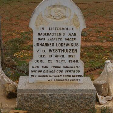 WESTHUIZEN Johannes Lodewikus, v.d. 1871-1948