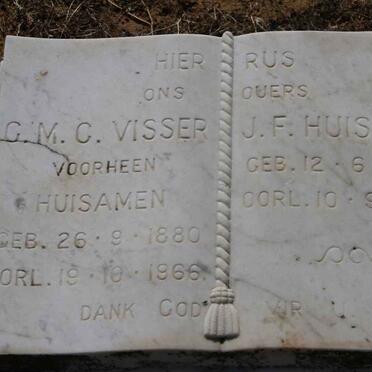 HUISAMEN J.F. 1856-1931 &amp; C.M.C. VISSER previously HUISAMEN 1880-1966