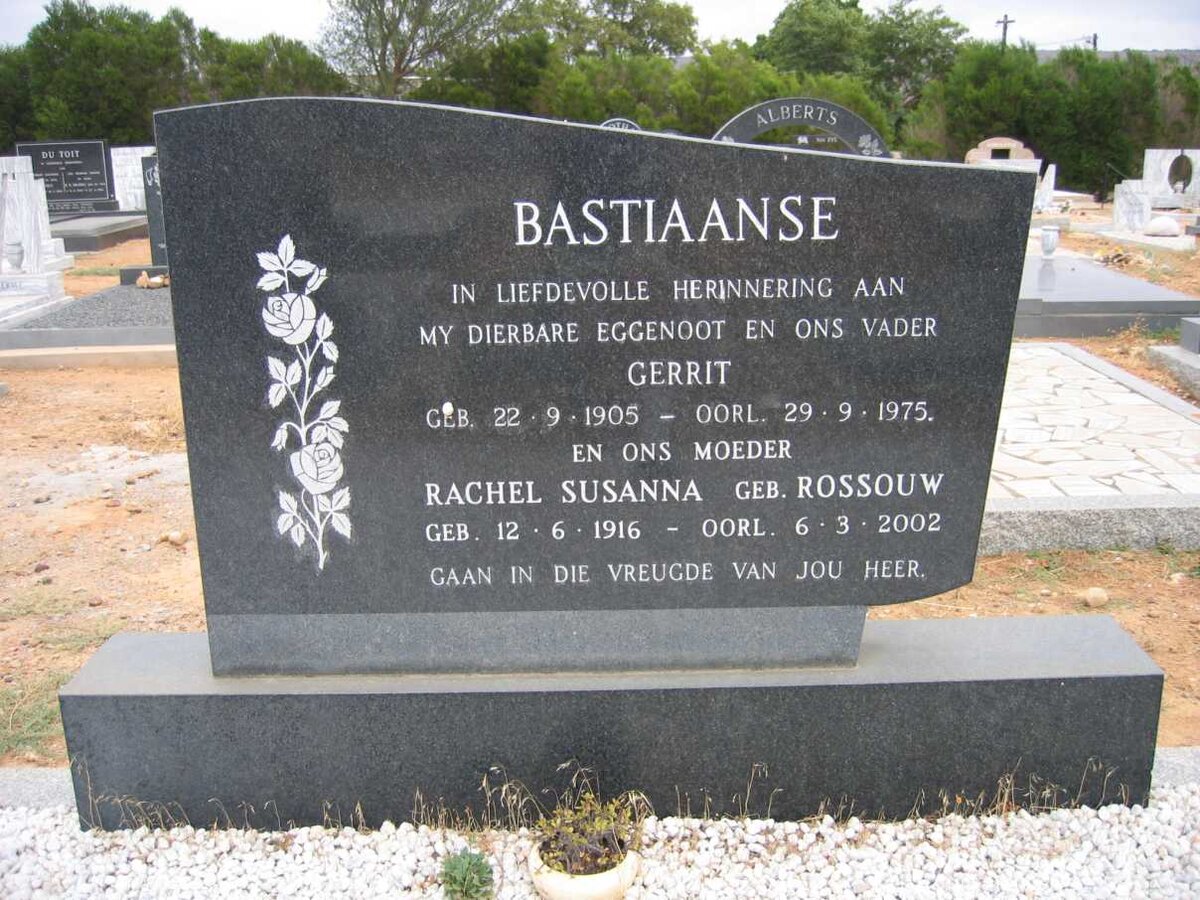 BASTIAANSE Gerrit 1905-1975 &amp; Rachel Susanna ROUSSOUW 1916-2002
