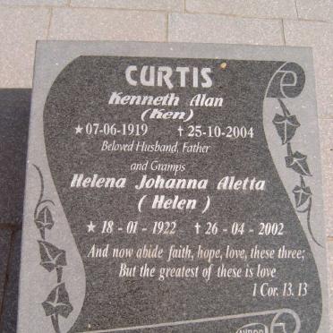 CURTIS Kenneth Alan 1919-2004 &amp; Helena Johanna Aletta 1922-2002