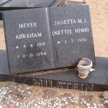 MILSTEIN Meyer Abraham 1919-1984 &amp; Jeanetta M.J. NIMB 1930-