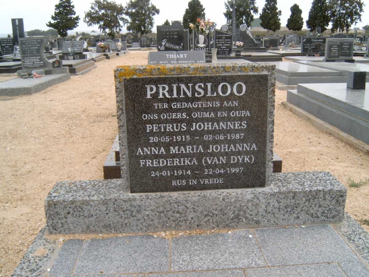 PRINSLOO Petrus Johannes 1915-1987 &amp; Anna Maria Johanna Frederika VAN DYK 1914-1997