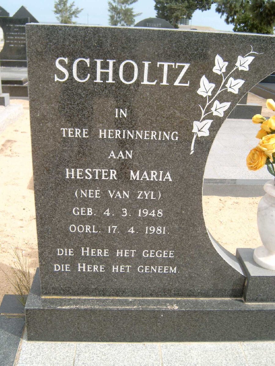 SCHOLTZ Hester Maria nee Van ZYL 1948-1981