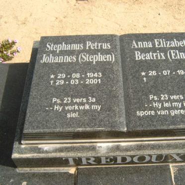 TREDOUX Stephanus Petrus Johannes 1943-2001 &amp; Anna Elizabeth Beatrix 1947-