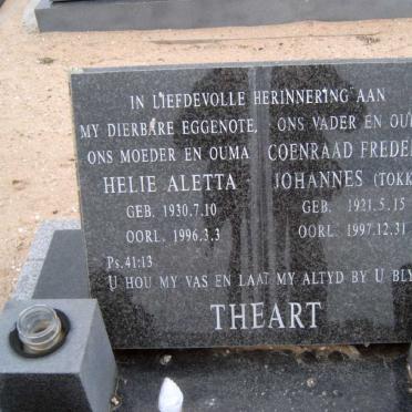 THEART Coenraad Frederik Johannes 1921-1997 &amp; Helie Aletta 1930-1996