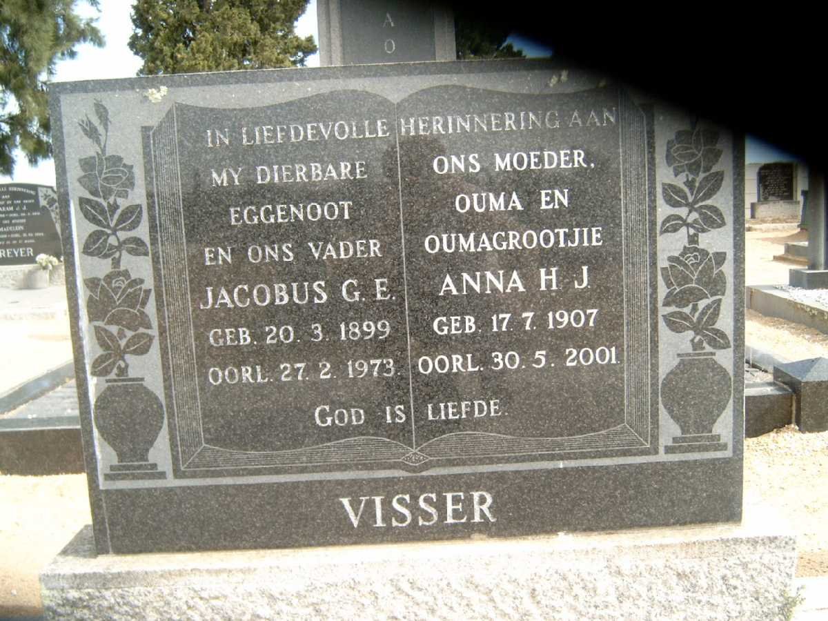 VISSER Jacobus G.E. 1899-1973 &amp; Anna H.J. 1907-2001
