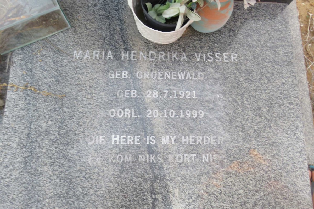VISSER Maria Hendrika nee GROENEWALD 1921-1999