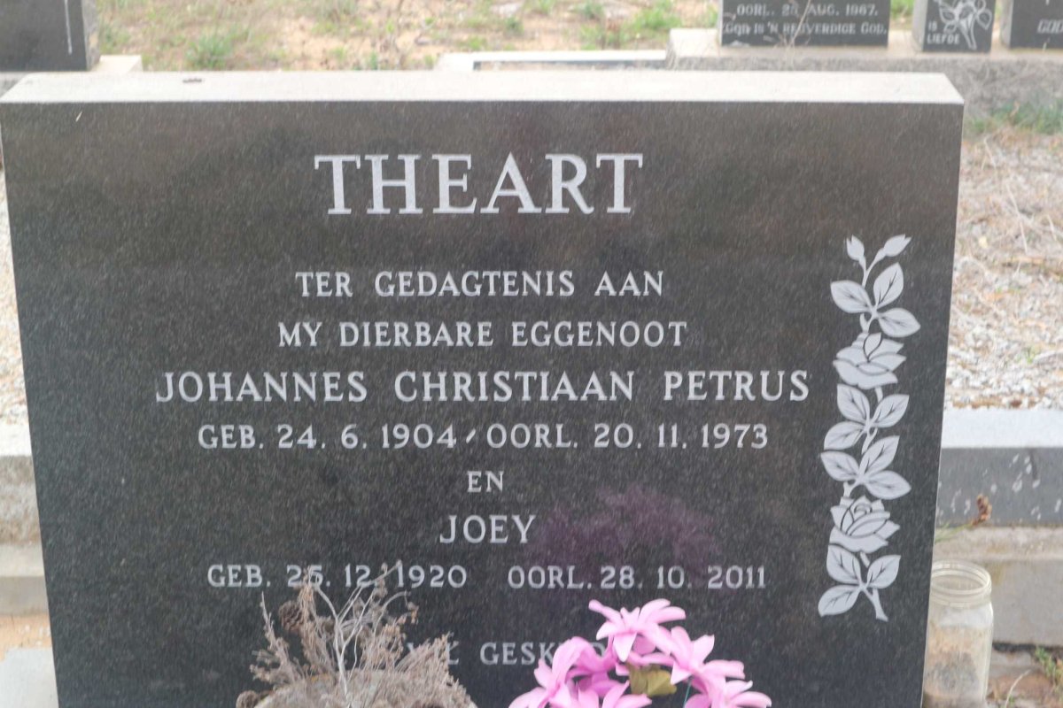 THEART Johannes Christiaan Petrus 1904-1973 &amp; Joey 1920-2011