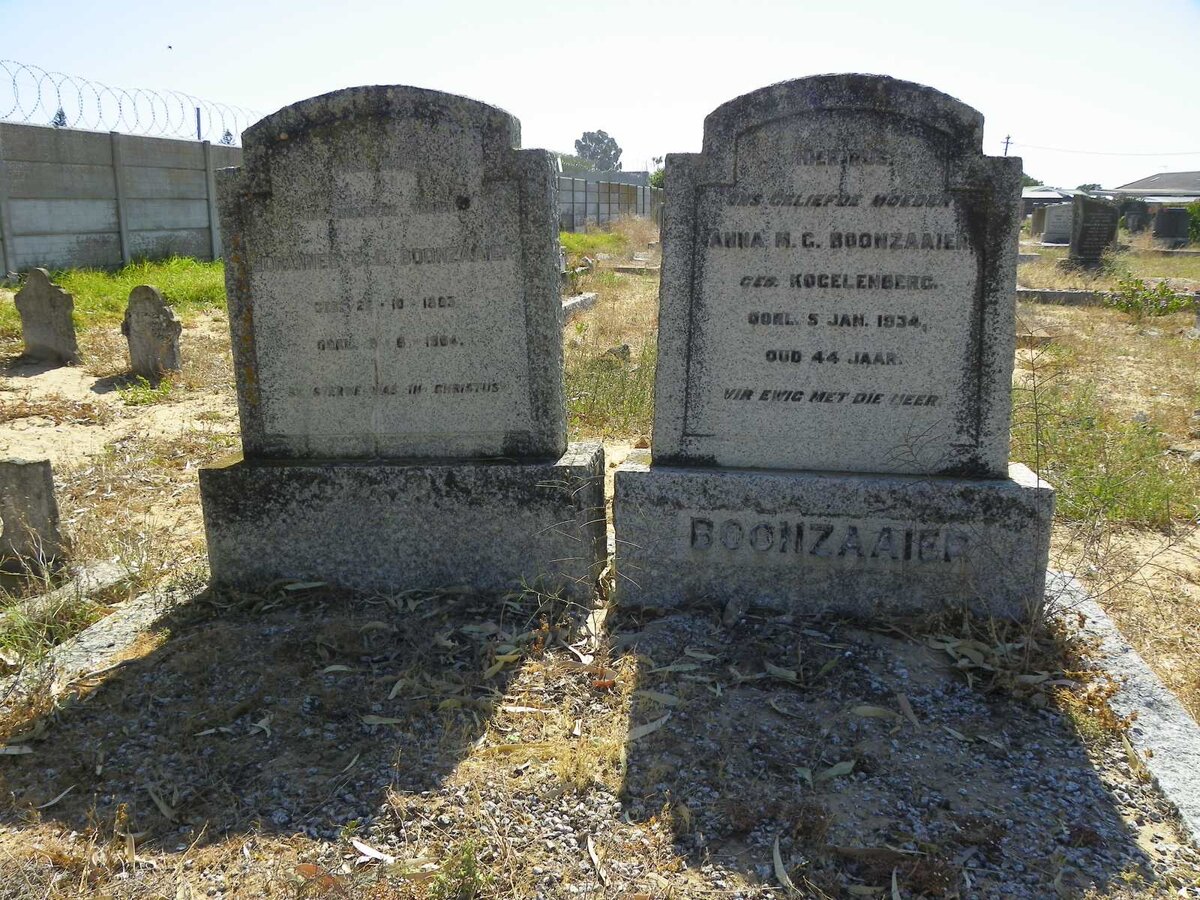 BOONZAAIER Johannes C.C. 1883-1964 &amp; Anna M.G. KOEGELENBERG -1934