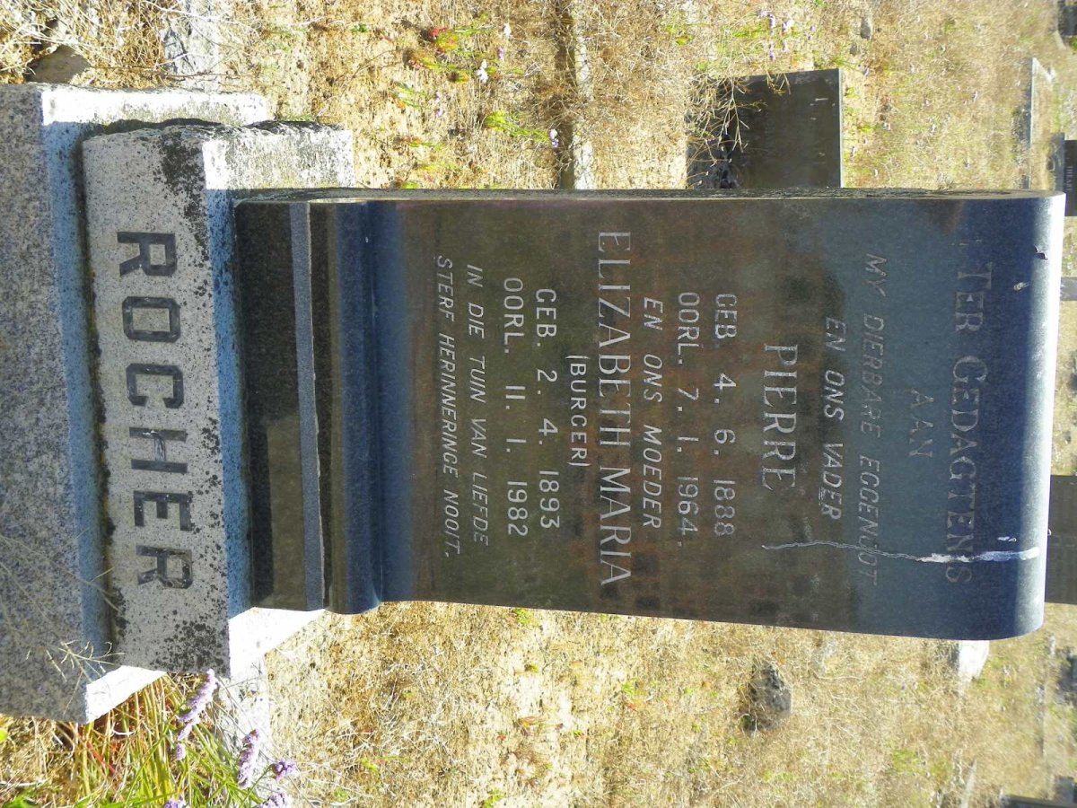 ROCHER Pierre 1888-1964 &amp; Elizabeth Maria BURGER 1893-1982