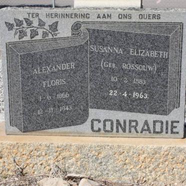 CONRADIE Alexander Floris 1866-1943 &amp; Susanna  Elizabeth ROSSOUW 1883-1963