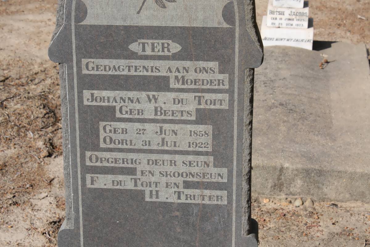 TOIT Johanna W., du nee BEETS 1858-1922