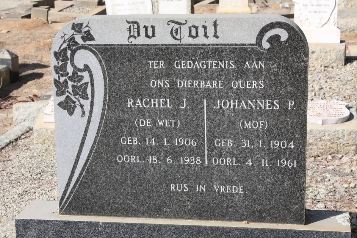 TOIT Johannes P., du 1904-1961 &amp; Rachel J. de WET 1906-1938