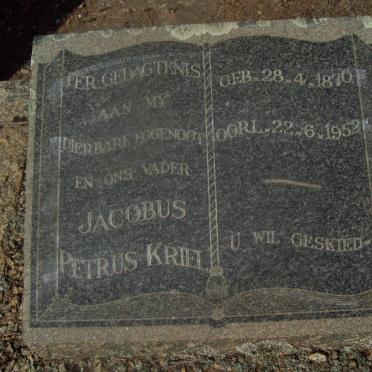 KRIEL Jacobus Petrus 1870-1952